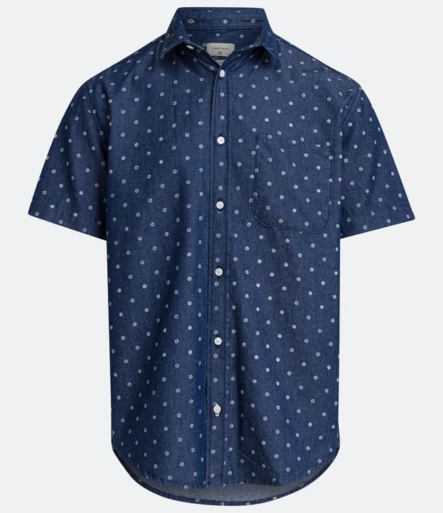 Camisa Comfort en Algodón con Estampado Círculos Diferenciados Azul 5