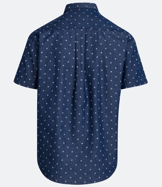 Camisa Comfort em Algodão com Estampa Círculos Diferenciados Azul 6