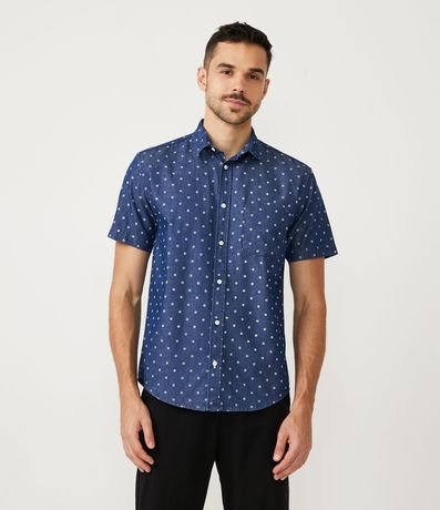 Camisa Comfort em Algodão com Estampa Círculos Diferenciados Menor preço em Camisa Comfort em Algodão com Estampa Círculos Diferenciados
