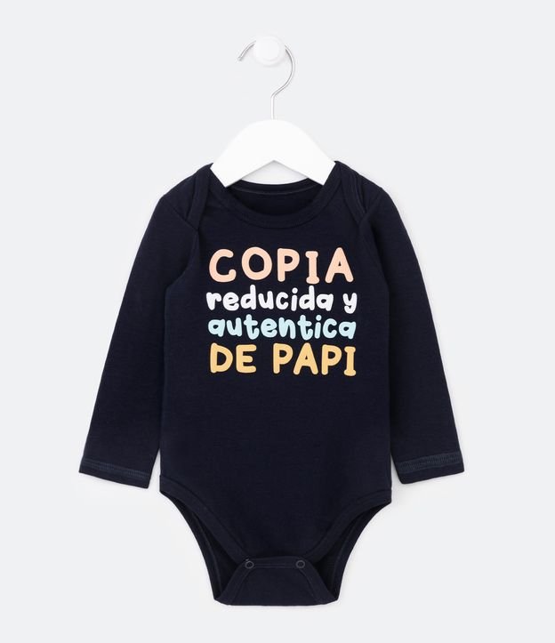 Body Infantil em Cotton com Estampa Copia Reducida y Autentica de Papi - Tam 0 a 18 meses