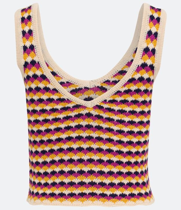 Blusa sin Manga con Mix de Puntos Contrastantes Naranja 7