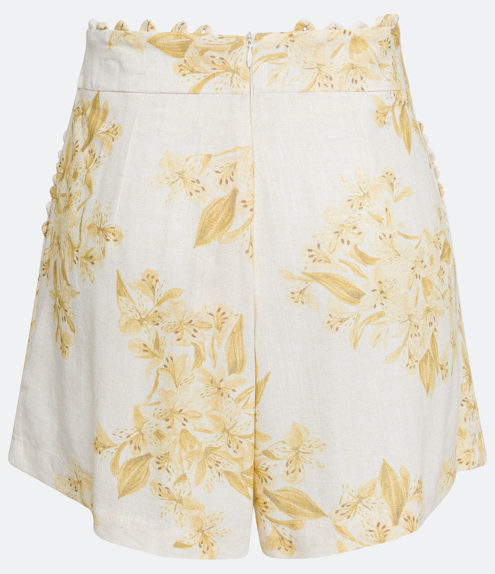 Short em Linho com Estampa Floral e Bolso Faca Branco 2
