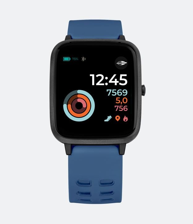 Relógio Mormaii Smartwatch com Display LCD com Pulseira em Silicone Azul MOLIFEAJ/8A