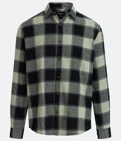 Camisa Regular em Algodão Xadrez com Manga Longa