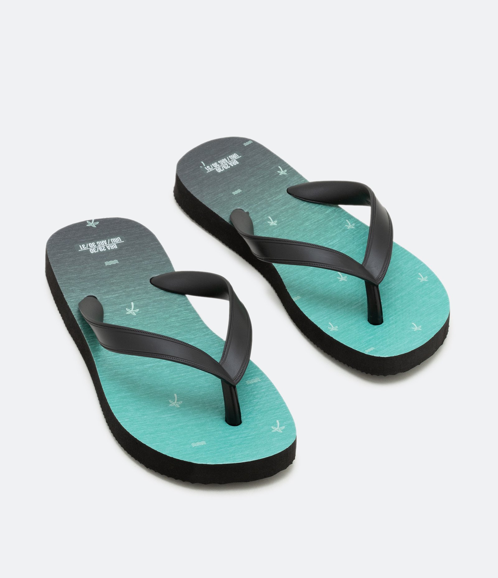 Chinelo Infantil Degradê com Tiras e Estampa de Coqueirinhos - Tam 29 ao 36 Azul 1