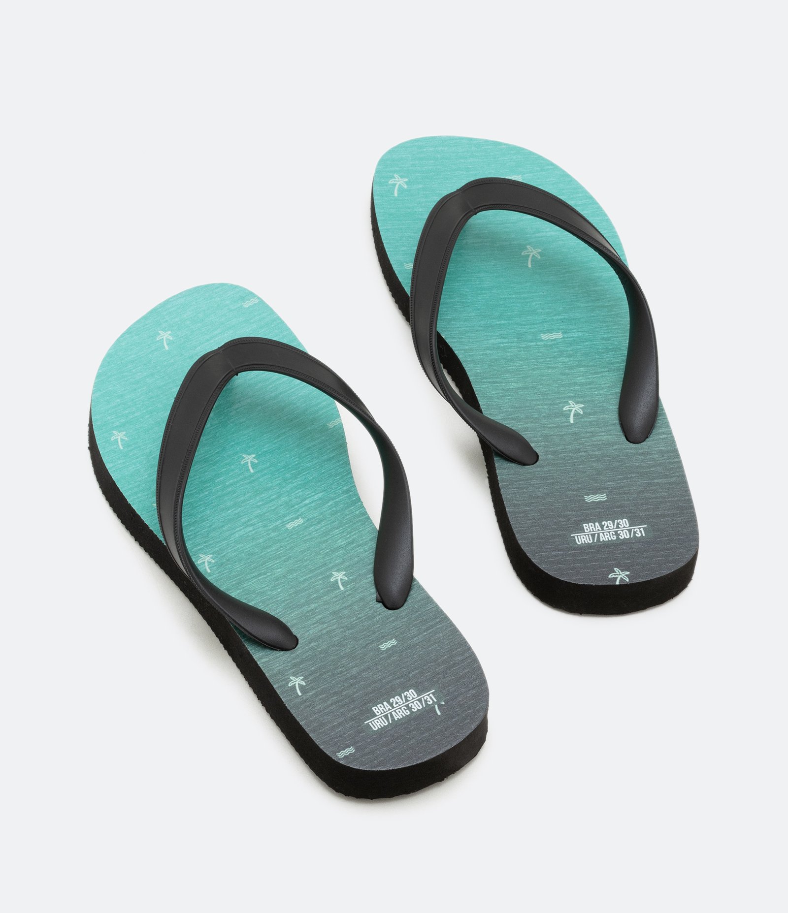 Chinelo Infantil Degradê com Tiras e Estampa de Coqueirinhos - Tam 29 ao 36 Azul 3