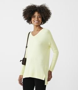 Blusa de Punto con Escote V Texturizada con Barra Mullet