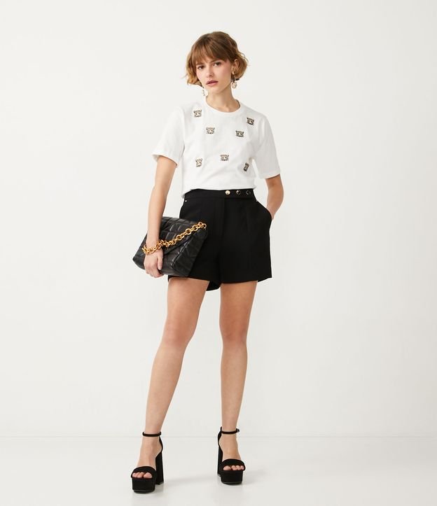 Blusa en Algodón con Estampado de Caritas de Jaguar Blanco 2