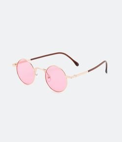 Óculos de Sol Redondo com Lente Rosa