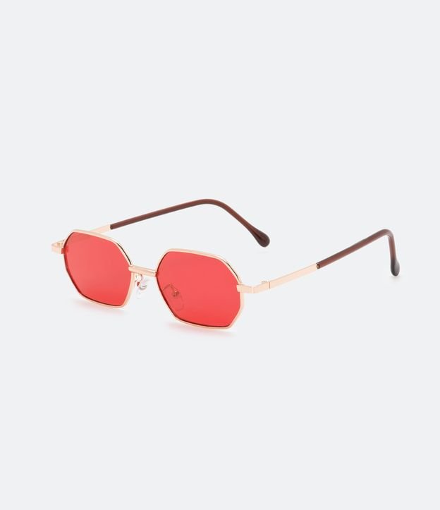 Óculos de Sol Quadrado Hexagonal Slim com Lente Rosa
