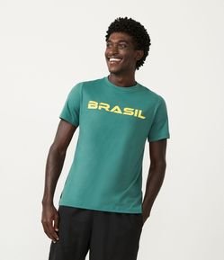 Camiseta Meia Malha com Estampa Brasil - Torcida Brasil 