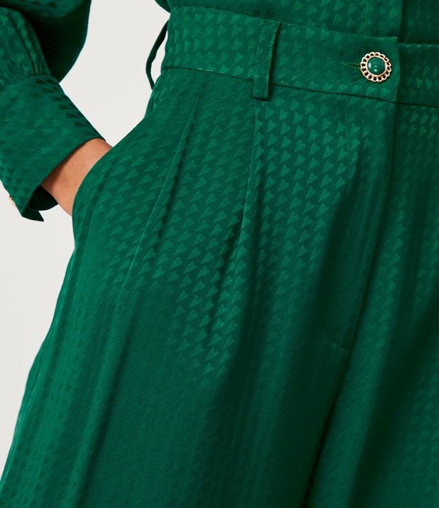 Pantalón Pantalona en Jacquard con Botones Diferenciados Verde 4