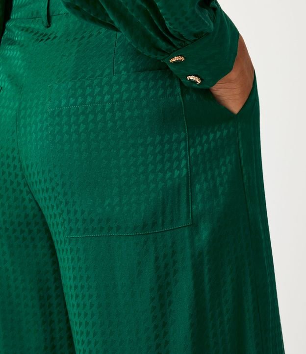 Pantalón Pantalona en Jacquard con Botones Diferenciados Verde 5