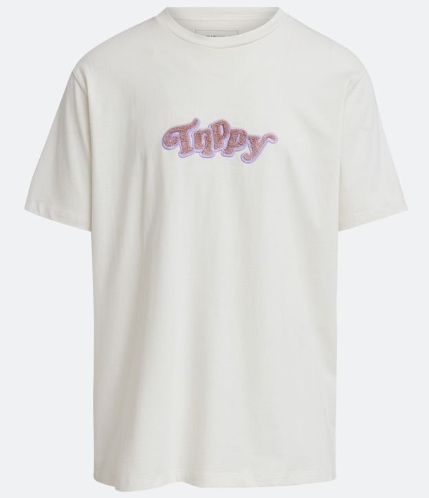 Remera Easy en Algodón con Estampado de Lettering y Hadas Beige 6