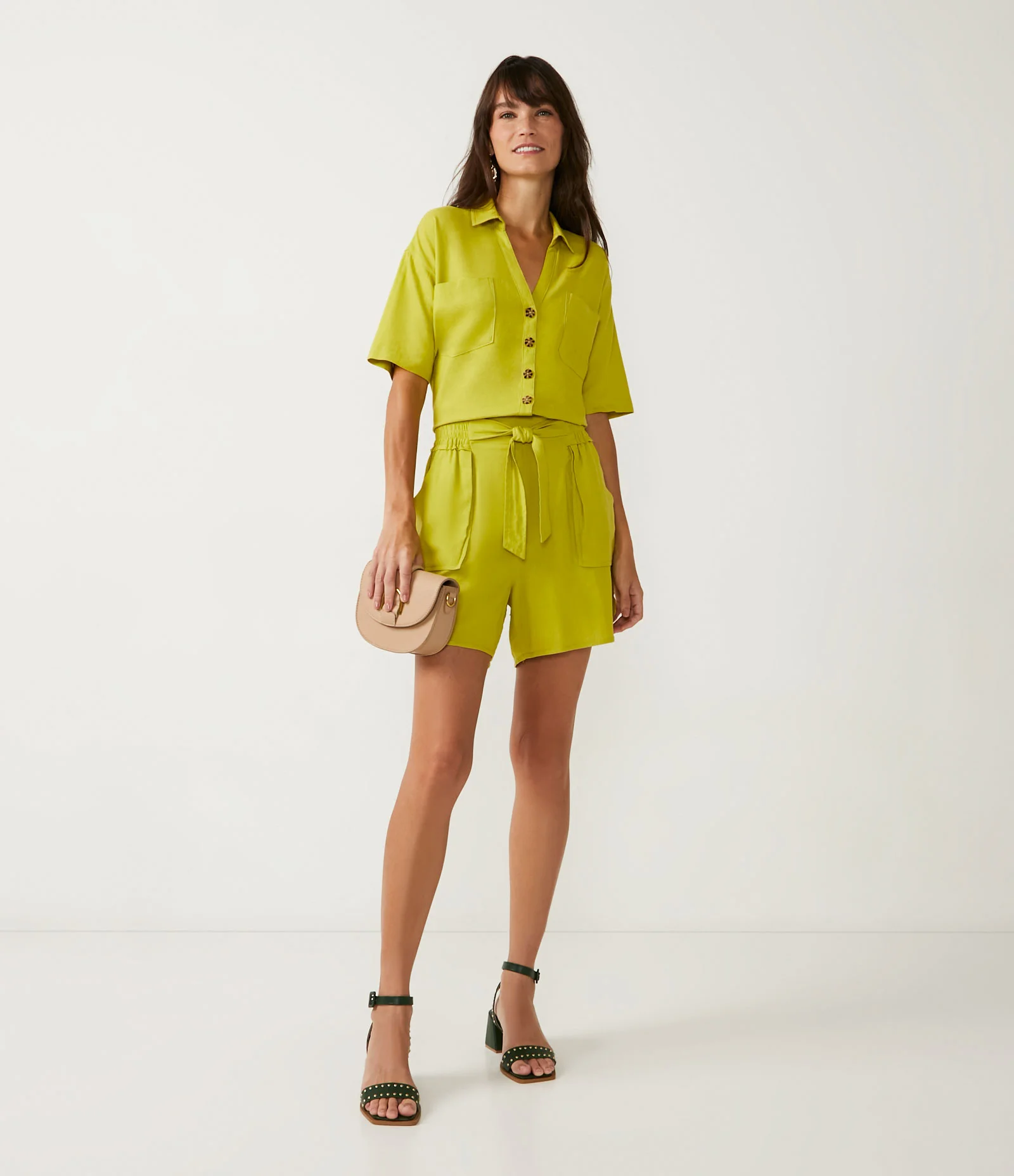 Short Runner em Viscolinho Amarelo 1