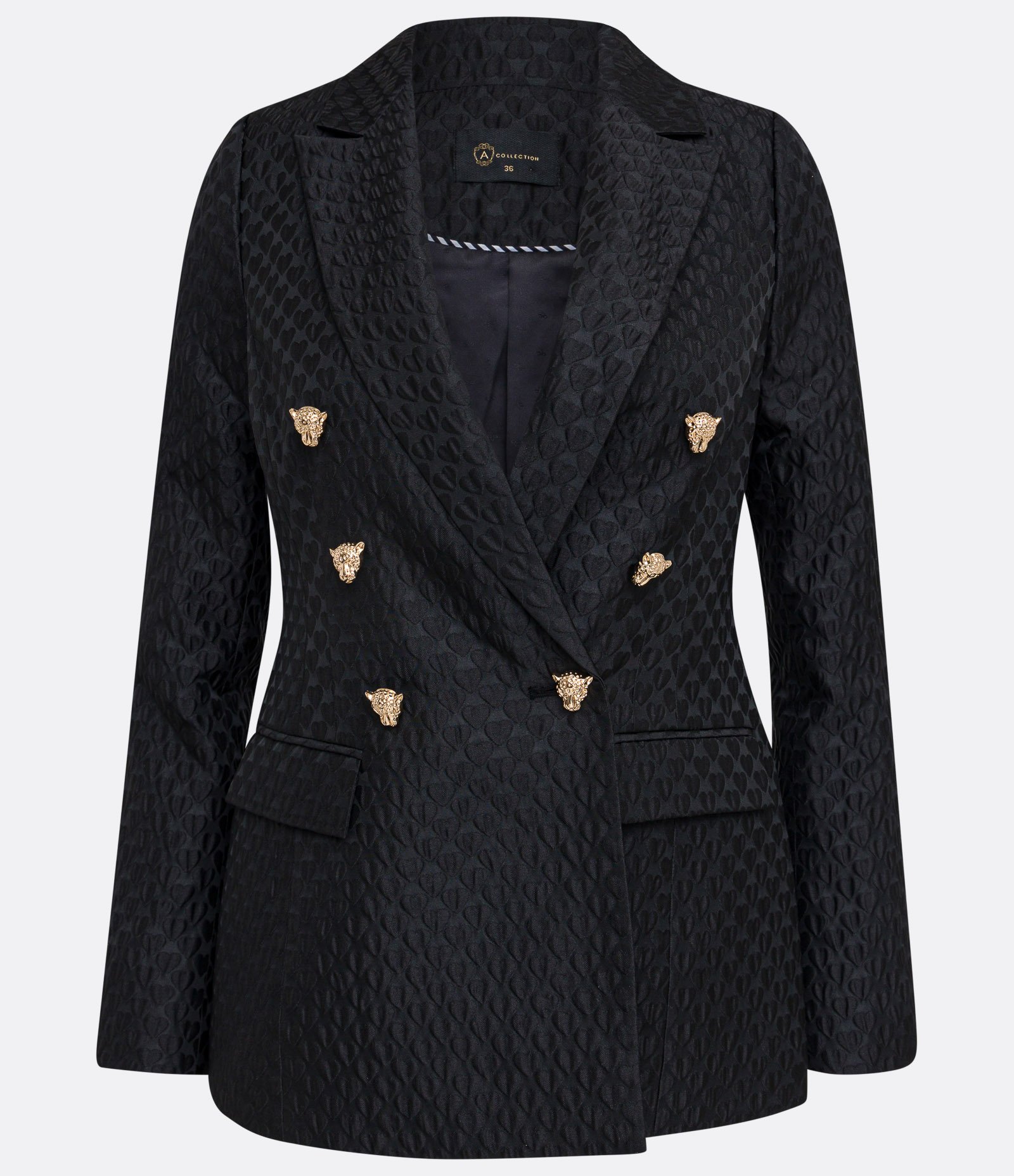 Blazer com Textura de Corações e Botão de Onça Preto 6