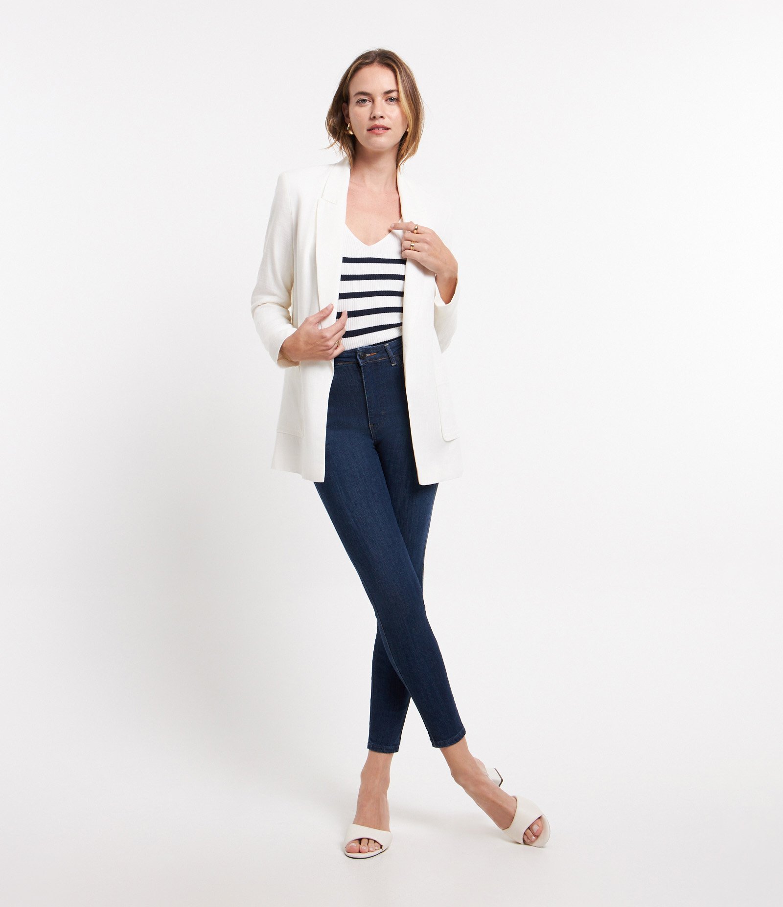 Calça Skinny em Jeans com Barra Dobrada Azul 1