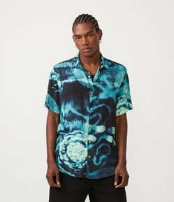 Camisa Manga Curta em Viscose com Estampa Shibori