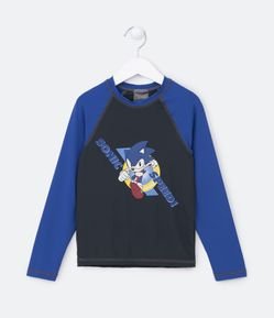 Camiseta Infantil com Proteção UV e Estampa do Sonic Speed - Tam 5 a 14 Anos