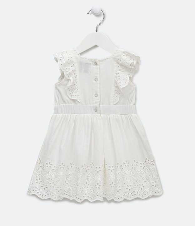 Vestido Infantil con Bordados Boroderie - Talle 1 a 5 años Blanco 2