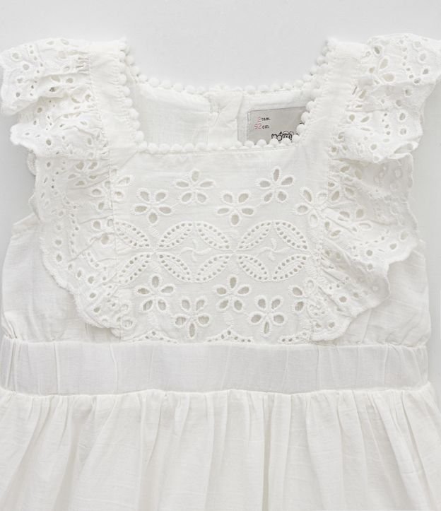 Vestido Infantil con Bordados Boroderie - Talle 1 a 5 años Blanco 3