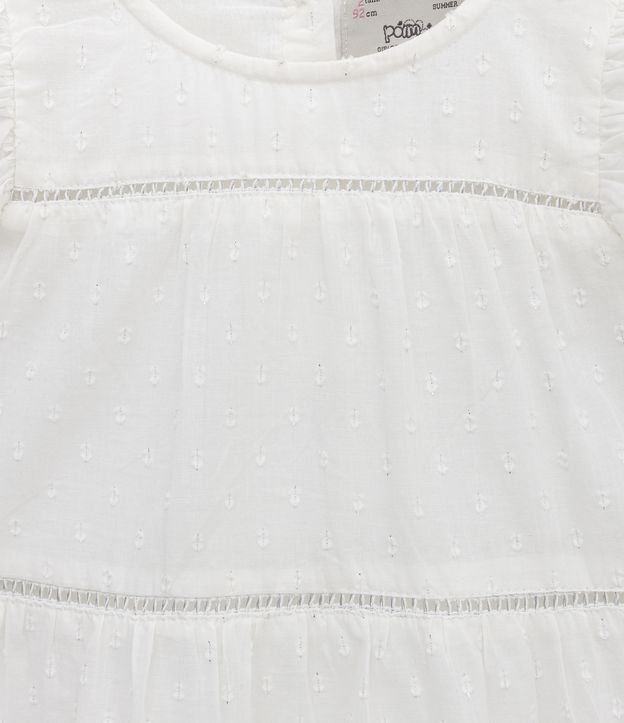 Vestido Infantil con Textura y Volados en las Mangas - Talle 1 a 5 años Blanco 3