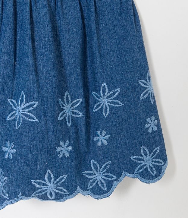 Vestido Infantil con Volado y Bordado - Talle 1 a 5 años Azul 4