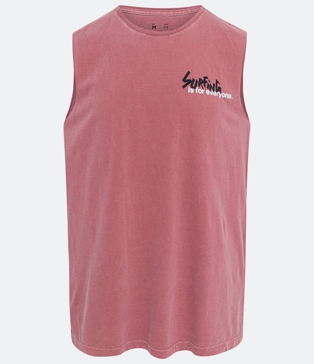 Remera Musculosa en Algodón con Estampado en Lettering Rojo 5