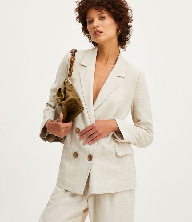 Blazer en Viscolino con Botones Off White 1