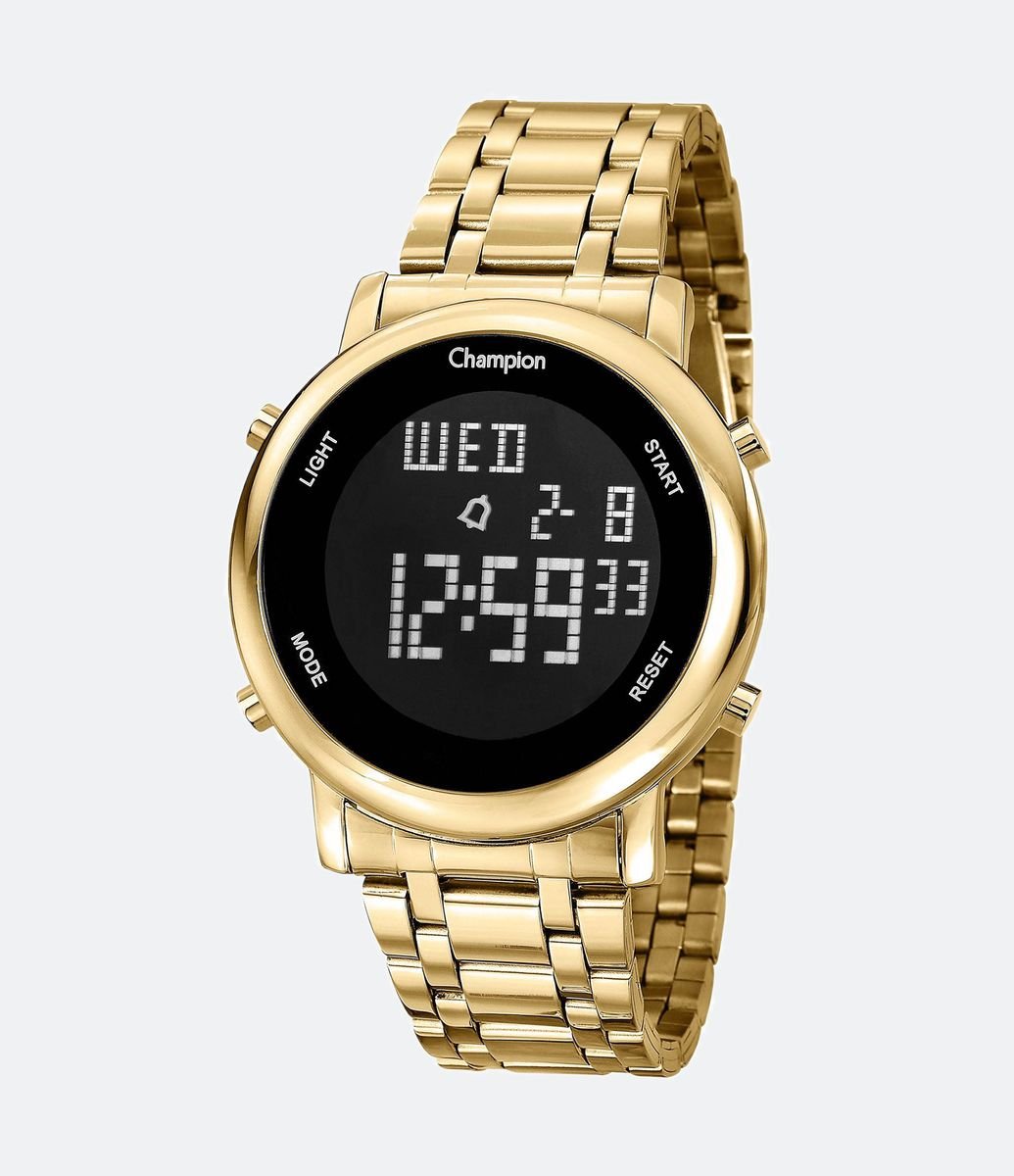 Relógio Champion Digital com Pulseira em Aço e Caixa em Metal CH40213H ...