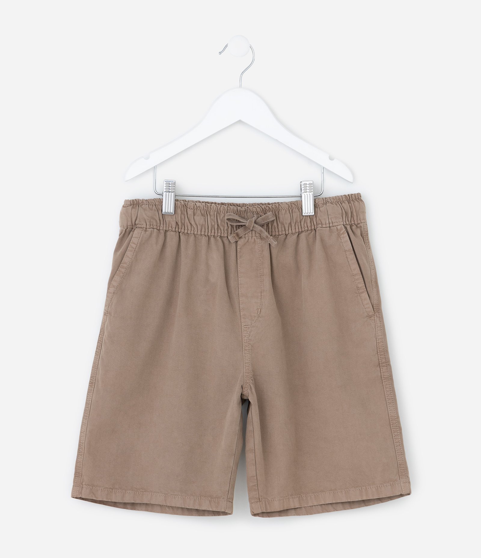 Bermuda Infantil em Sarja com Amarração - Tam 5 a 14 anos Bege Médio 2
