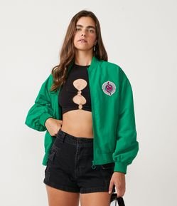 Jaqueta Bomber em Poalimida com Patch de Cobra e Lettering