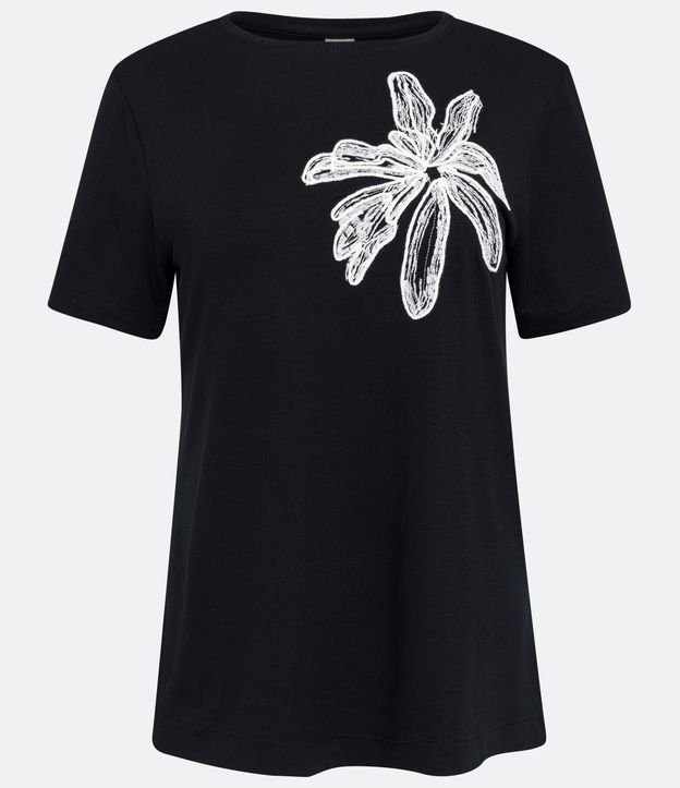 Blusa en Viscosa con Bordado de Flor Negro 5