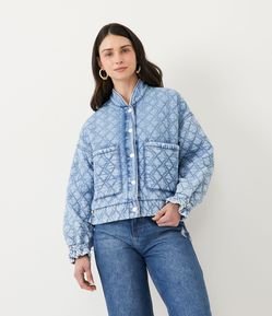 Jaqueta Jeans com Textura Matelassê