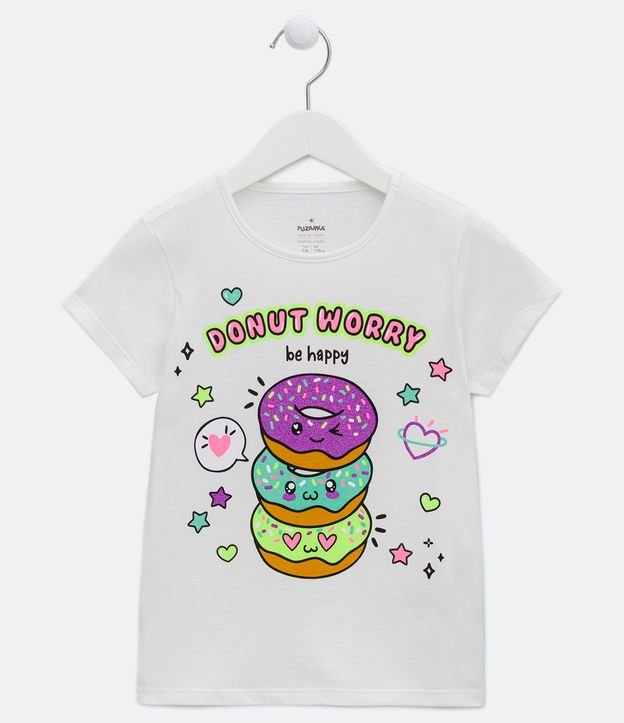 Blusa Infantil en Media Malla con Estampado de Donut - Talle 5 a 14 años Blanco 1