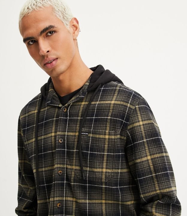 Camisas masculinas xadrez com capuz e manga comprida 2023 ajuste