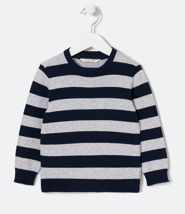 Blusão Suéter Infantil Listrado - Tam 1 a 4 Anos Azul 1