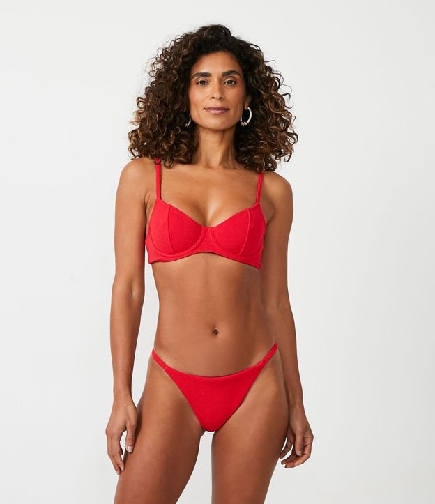Bikini Bombacha Colaless con Textura y Laterales Delgadas Rojo 2