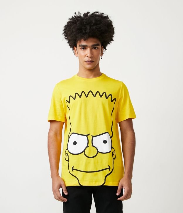 Camiseta em Meia Malha com Estampa do Bart - Cor: Amarelo - Tamanho: GG