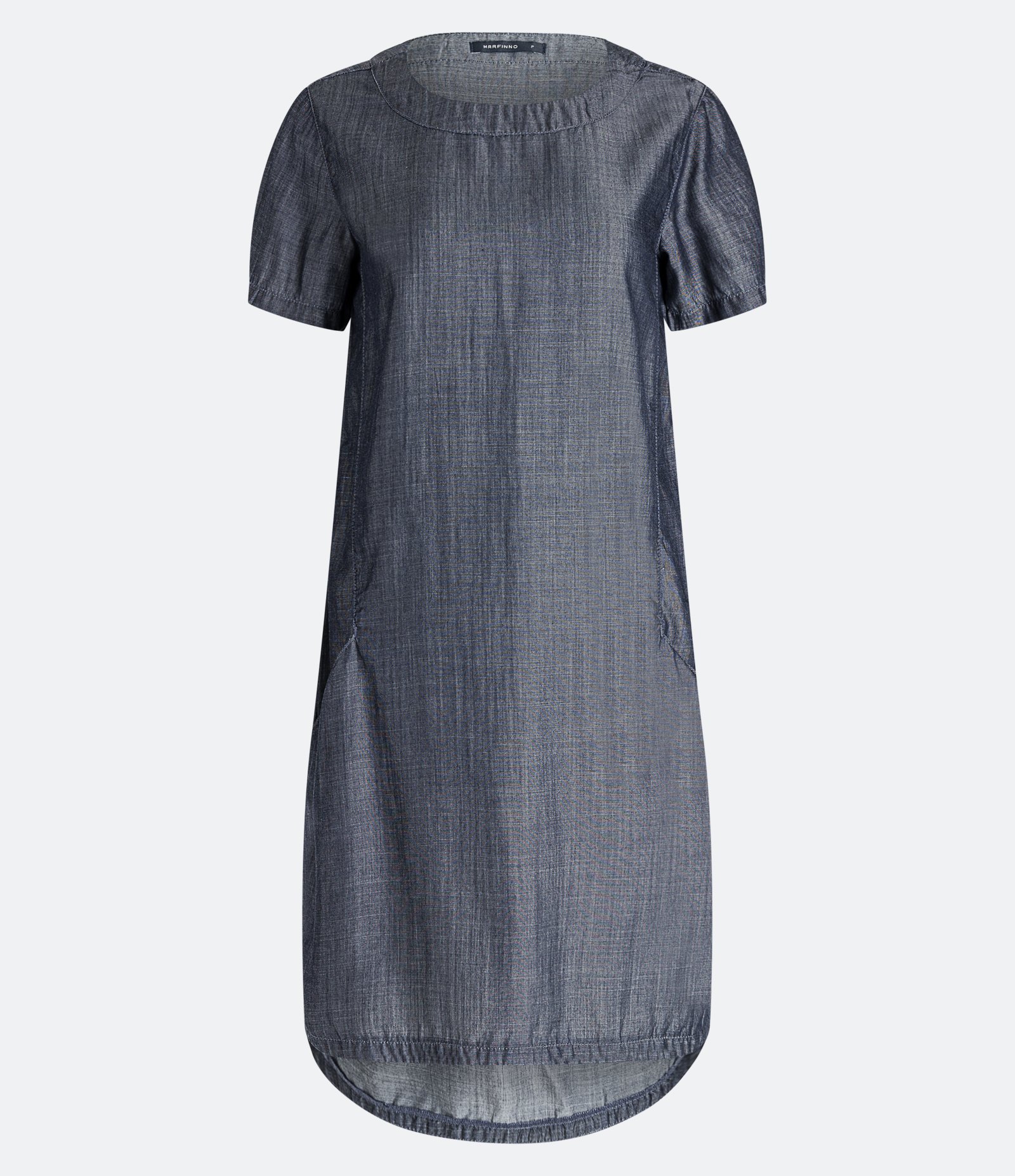 Vestido T-Shirt em Liocel com Barra Mullet Azul Acinzentado 1