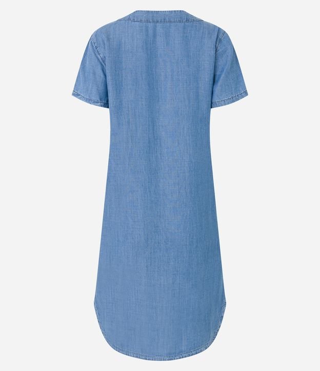 Vestido T-Shirt em Liocel com Barra Mullet Azul Médio 2