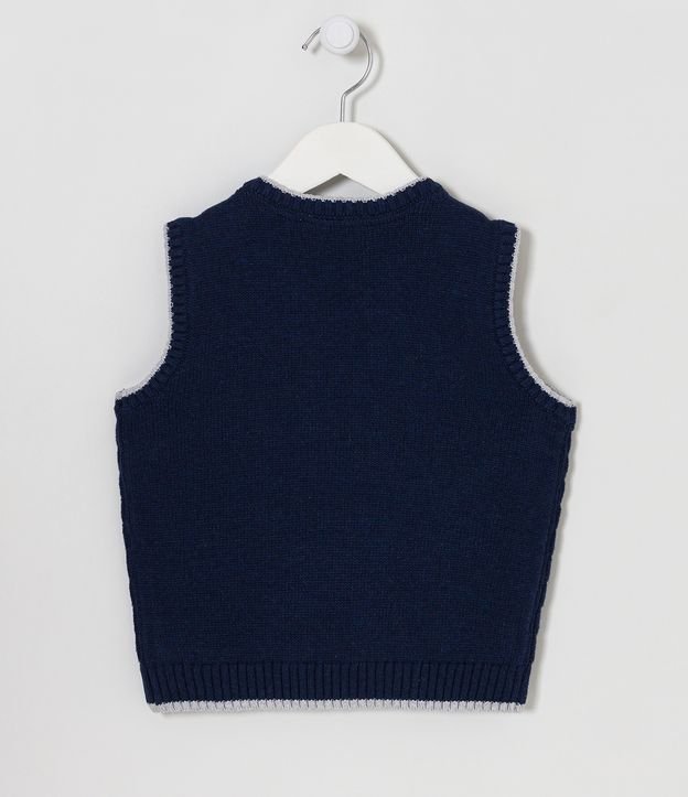Chaleco Infantil de Punto con Bies Contrastante - Talle 1 a 5 años Azul 2