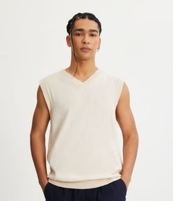 Colete Regular em Tricô com Gola V