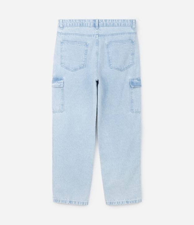Calça Jeans Baggy com Bolsos Cargo Azul 6