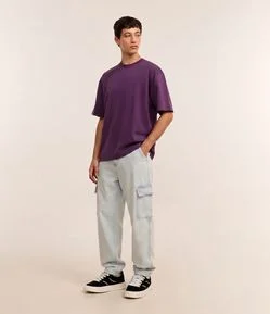 Calça Jeans Baggy com Bolsos Cargo