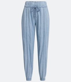 Calça Jogger Jeans com Cintura Média e Amarração