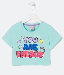 Blusa Cropped Infantil com Estampa You Are Energy - Tam 5 a 14 anos