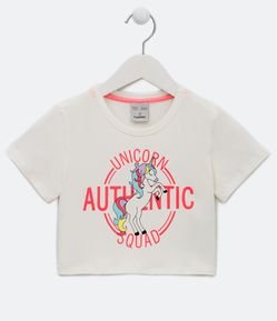 Blusa Cropped Infantil com Estampa de Unicórnio Authentic - Tam 5 a 15 anos