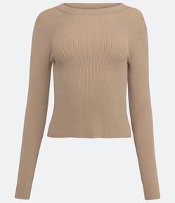 Blusa Básica em Viscose Canelada com Fenda na Lateral