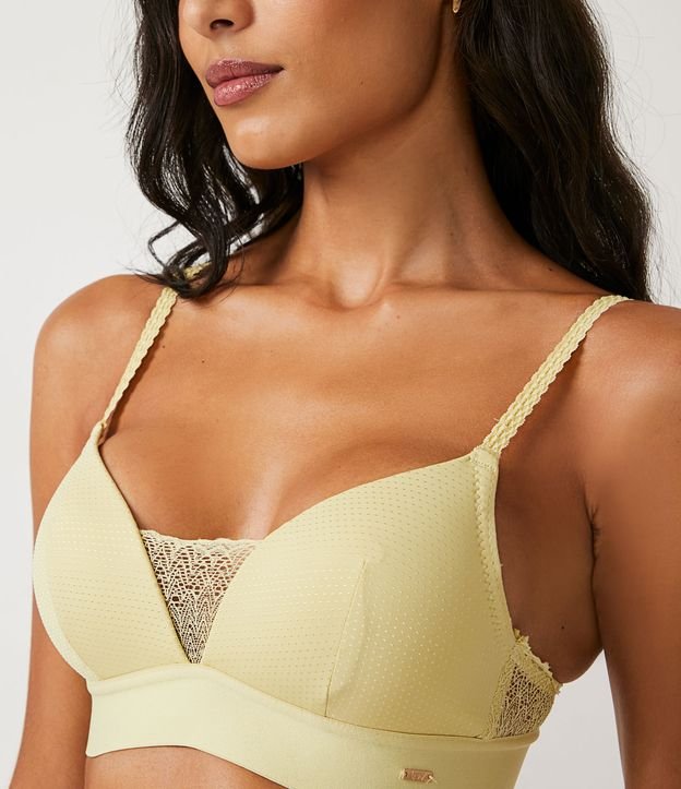 Soutien Copa Triangular en Microfibra con Detalle de Encaje Amarillo 3